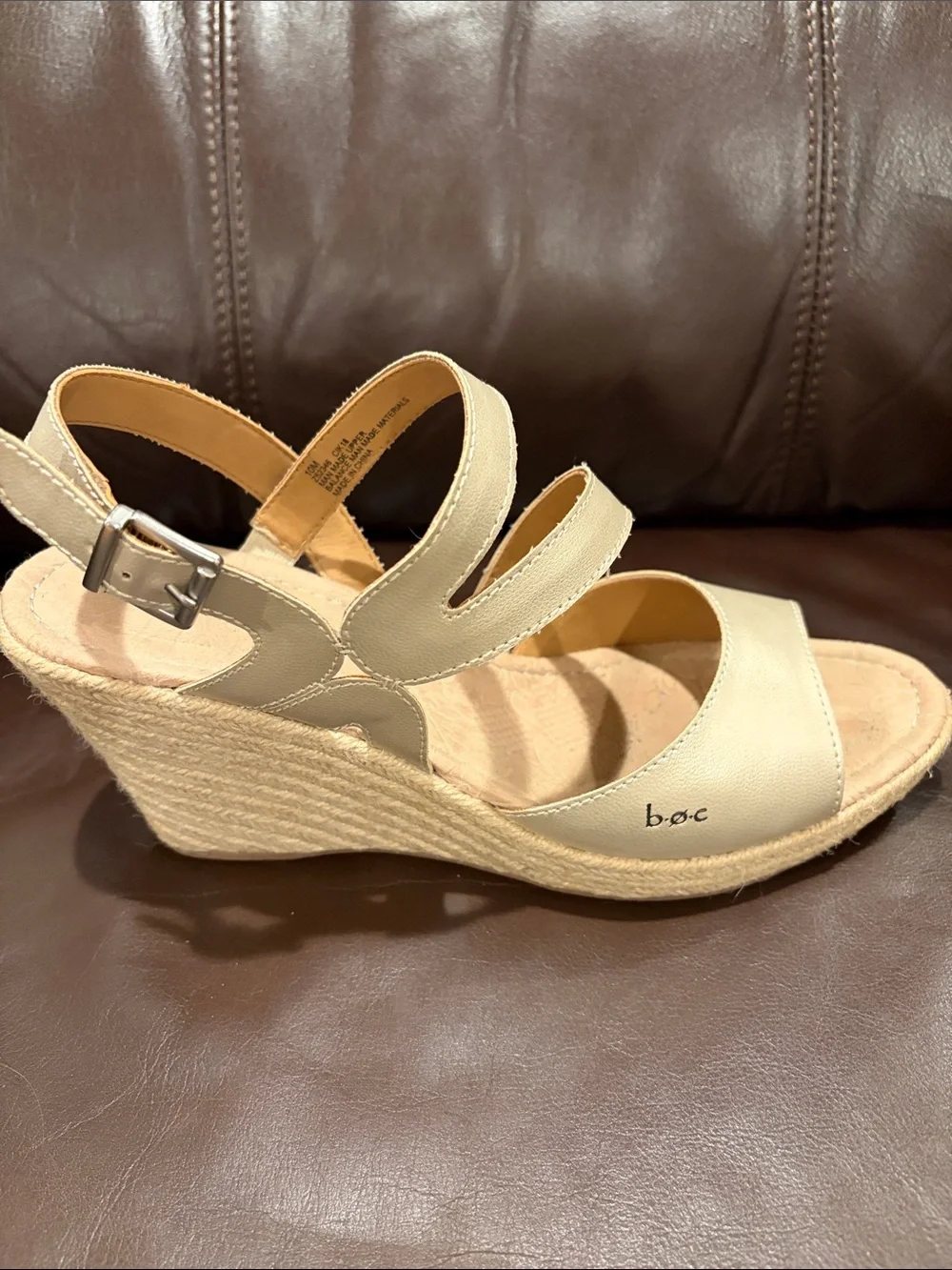 b.o.c. Women's Neutral Strappy Espadrille Wedge Sandals